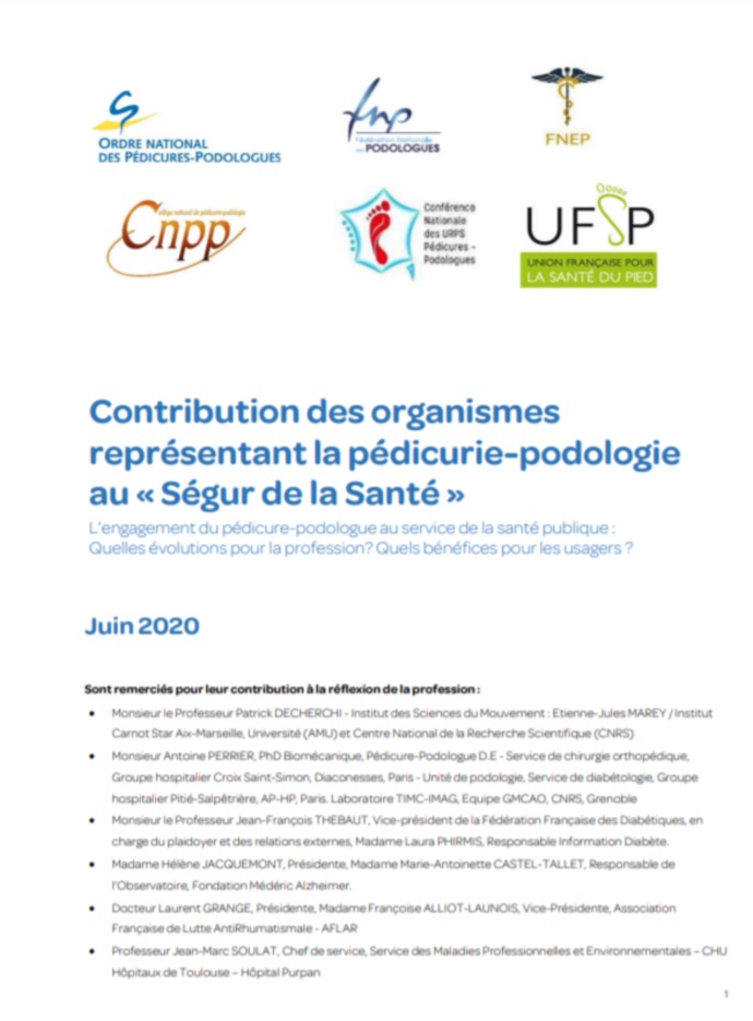 Contribution des organismes représentant la pédicurie-podologie au 