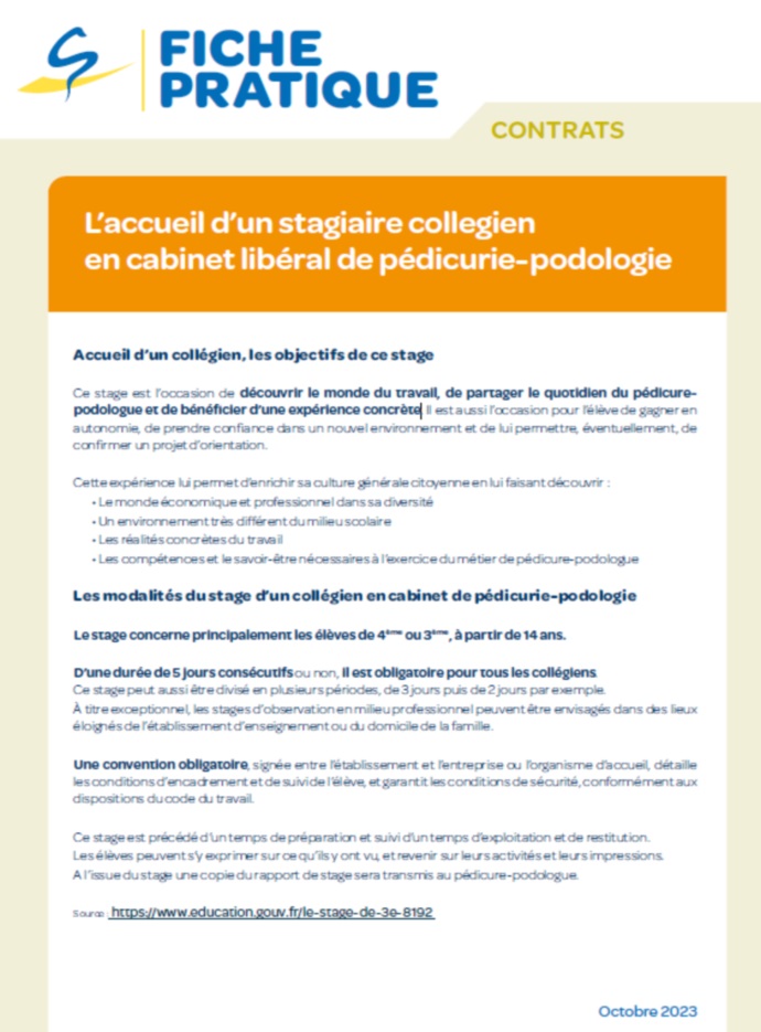 Accueil d'un stagiaire collégien