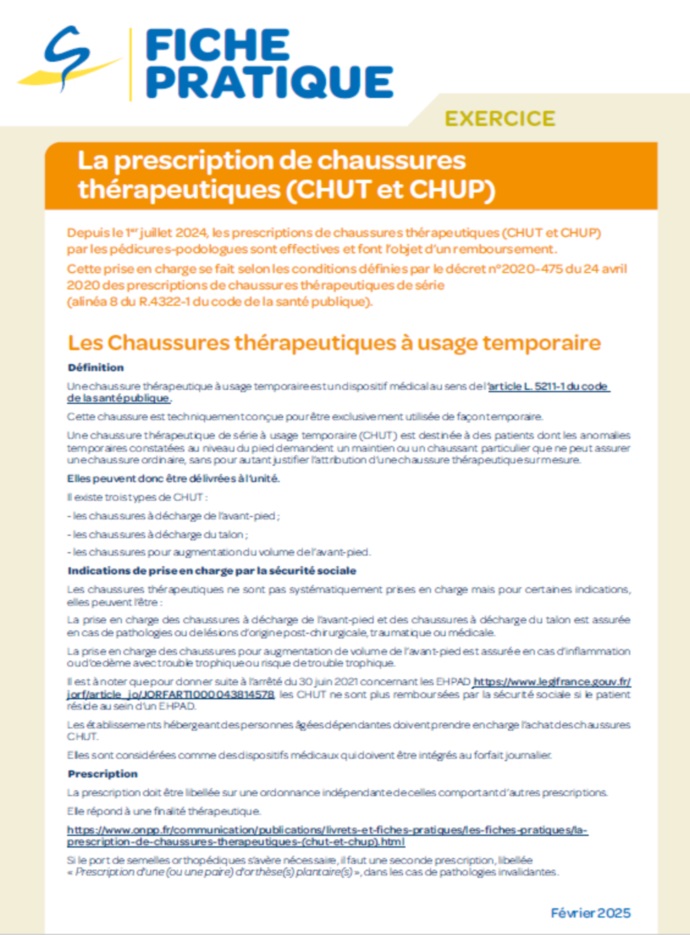 La prescription de chaussures thérapeutiques