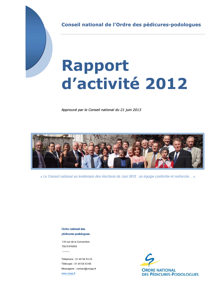 Rapport d'activité 2012 de l'ONPP