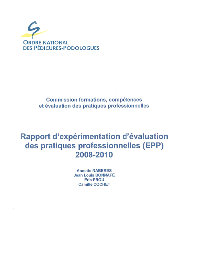 Rapport d'expérimentation d'évaluation des pratiques professionnelles (EPP) 2008-2010