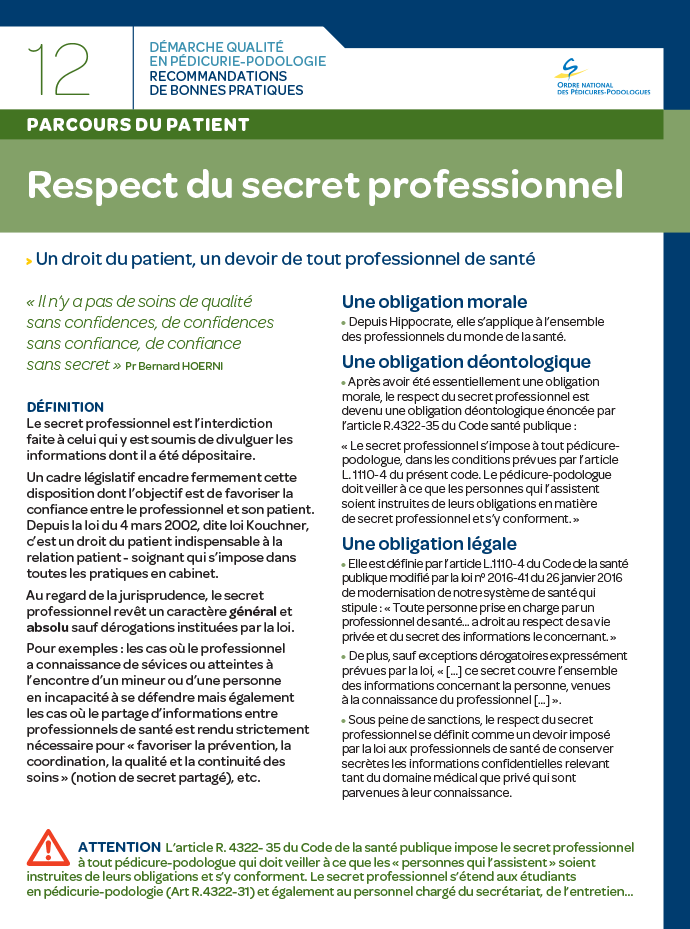 Respect du secret professionnel