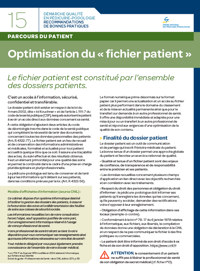 Optimisation du fichier patient